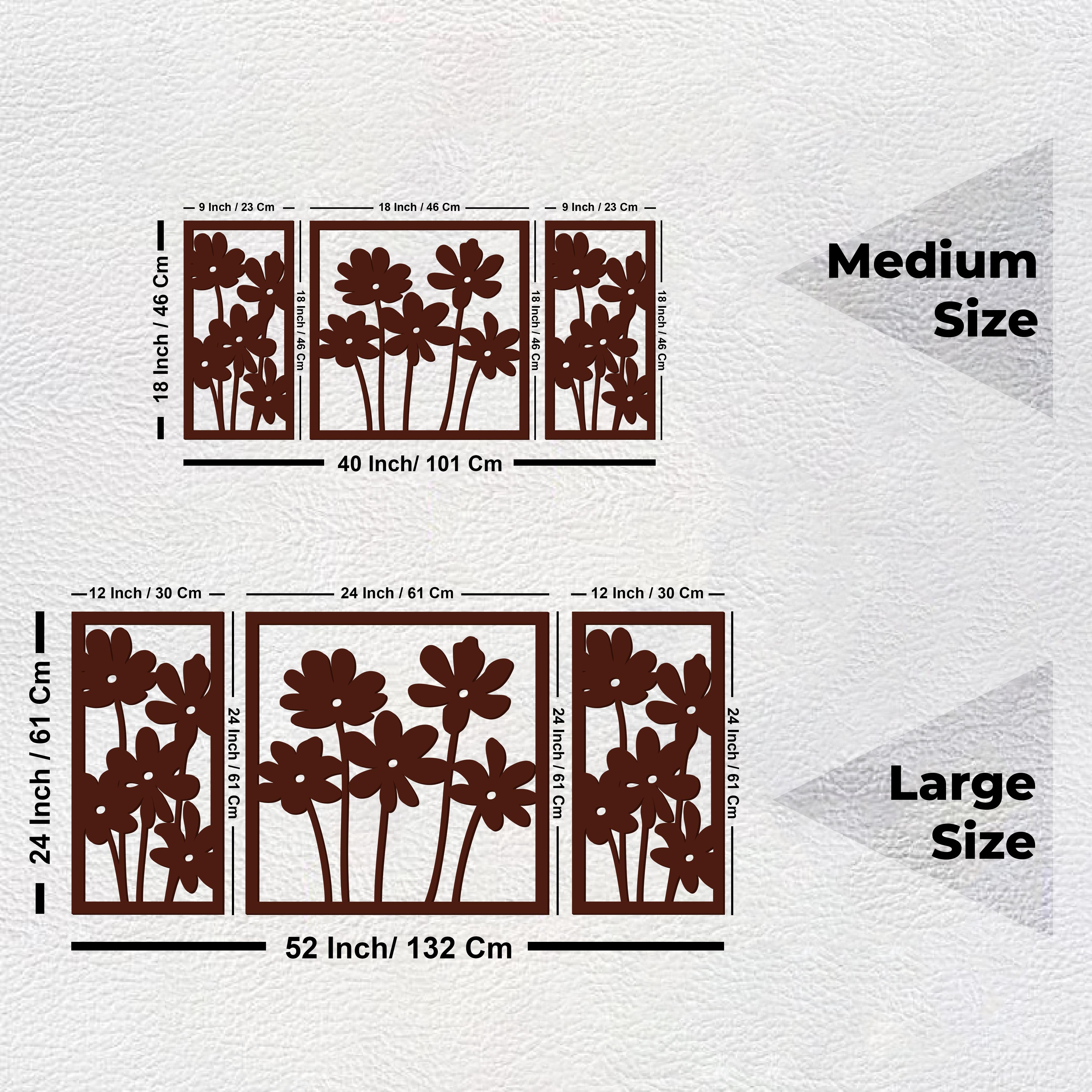 Premium Quality Wooden Brown Flowers Design Wall Hanging