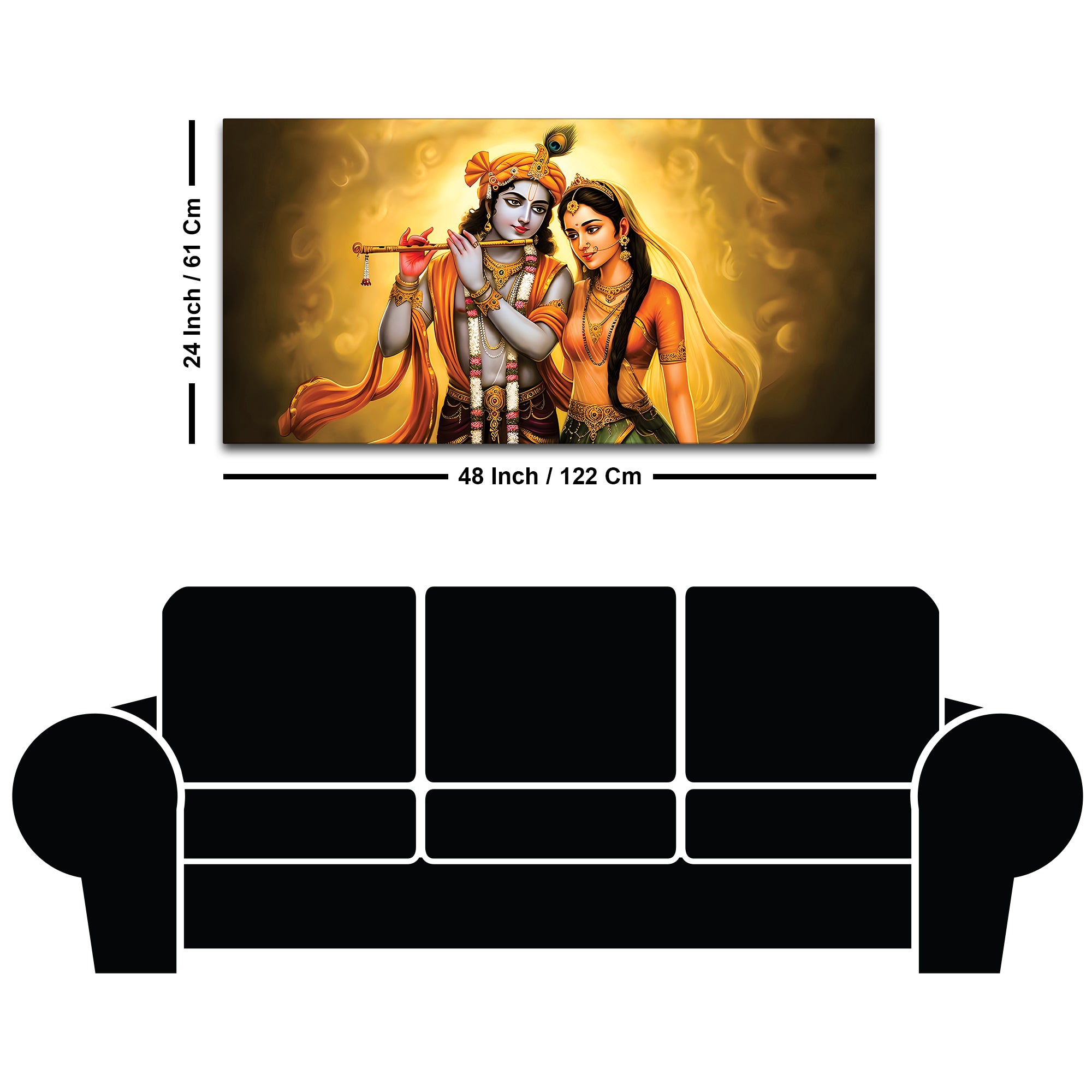 Premium Radha Krishna Devotional Painting with Golden Glow