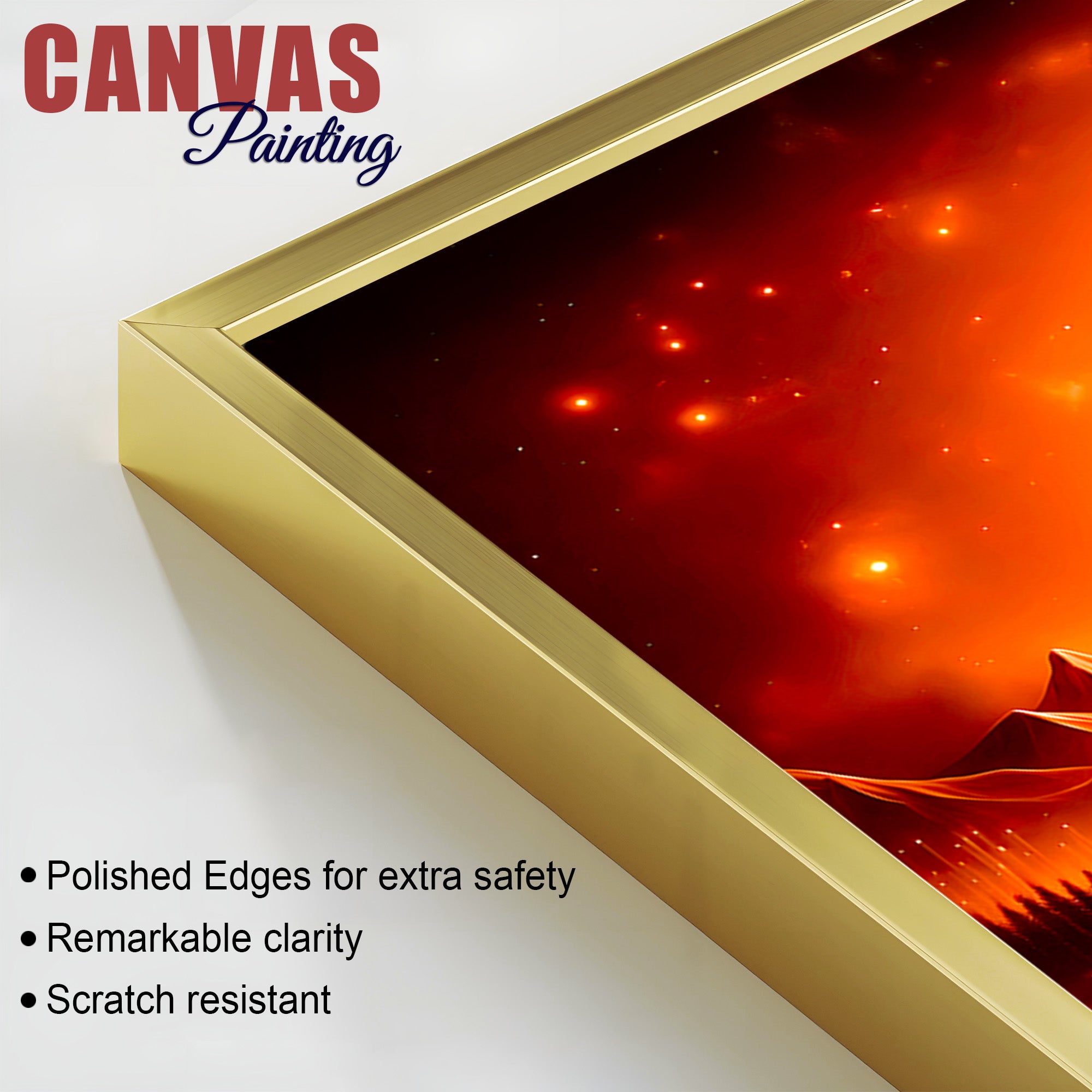 Premium Radha Krishna Sunset Landscape Canvas Wall Painting