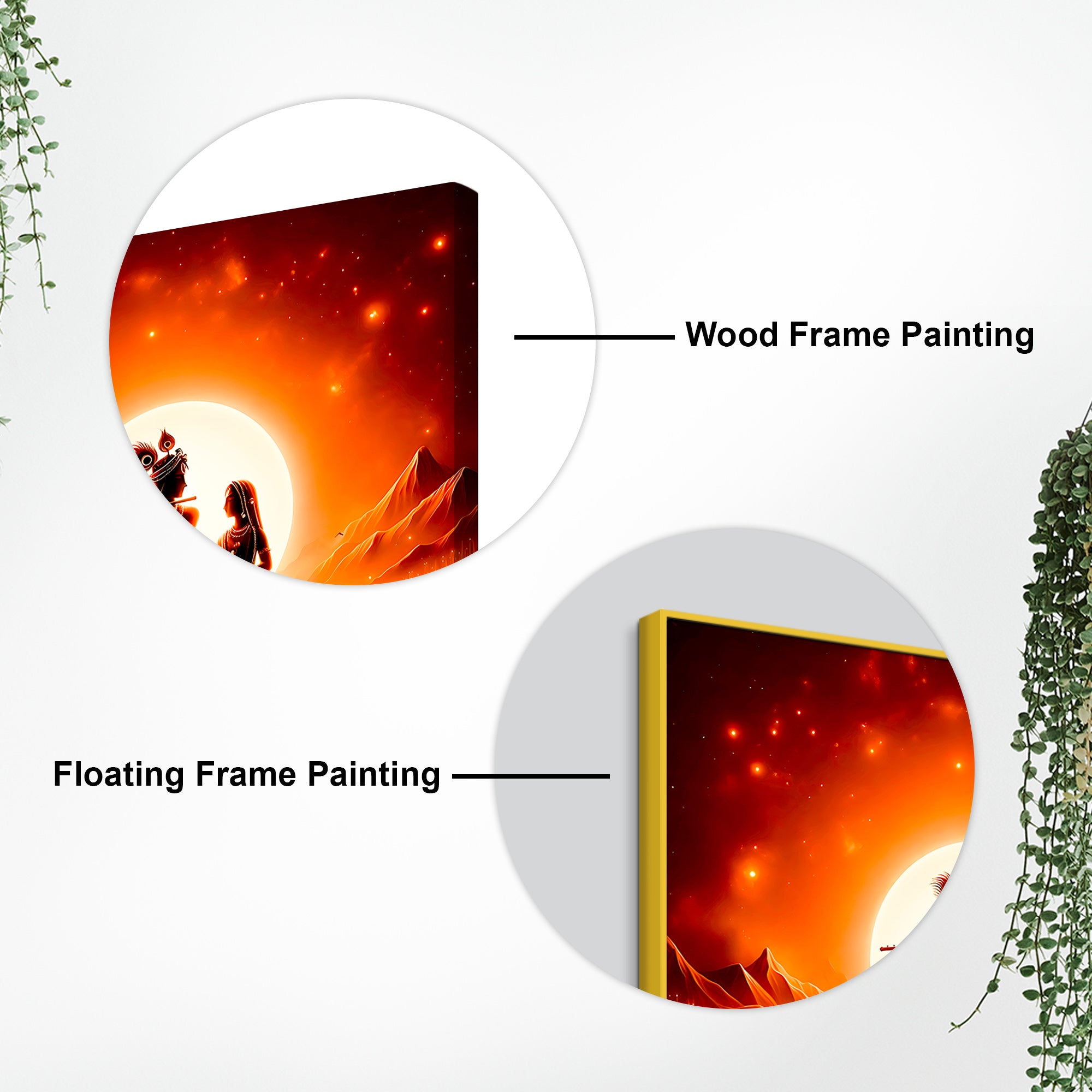 Premium Radha Krishna Sunset Landscape Canvas Wall Painting