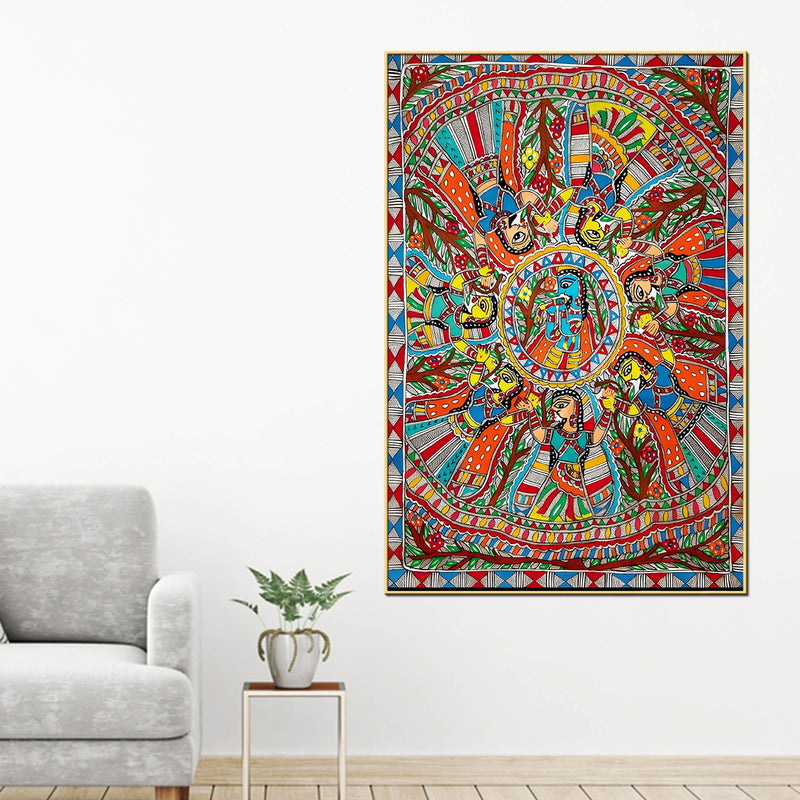 Premium Religious Cultural Madhubani Style Canvas Painting