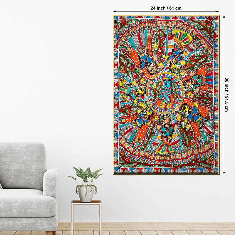Premium Religious Cultural Madhubani Style Canvas Painting