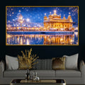 Premium Religious Golden Temple Night View Crystal Glass Finish Painting