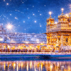 Premium Religious Golden Temple Night View Crystal Glass Finish Painting