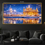 Premium Religious Golden Temple Night View Crystal Glass Finish Painting