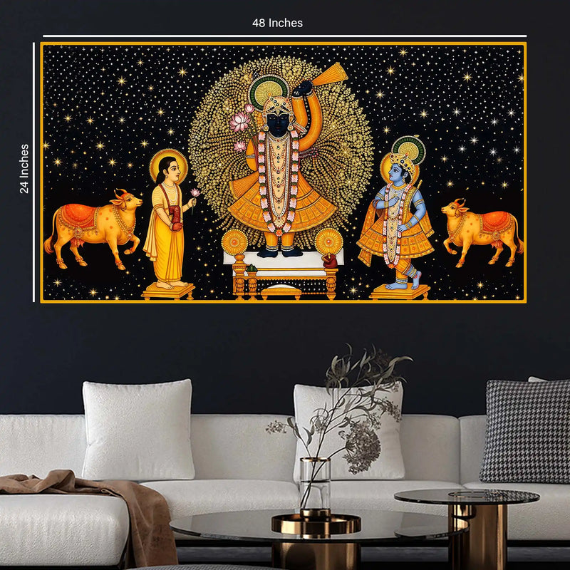 Premium Religious Shrinath Ji Crystal Glass Wall Painting