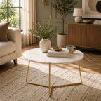 Premium Round Center Table for Living Room with Marble Finish
