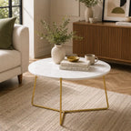 Premium Round Center Table for Living Room with Marble Finish