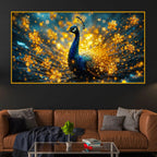 Premium Royal Peacock Crystal Glass Wall Painting