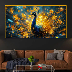 Premium Royal Peacock Crystal Glass Wall Painting