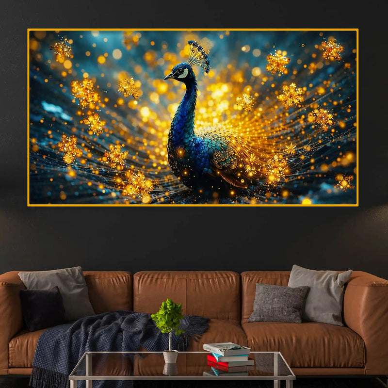 Premium Royal Peacock Crystal Glass Wall Painting