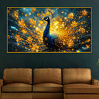 Premium Royal Peacock Crystal Glass Wall Painting