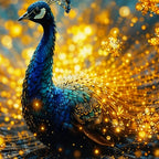 Premium Royal Peacock Crystal Glass Wall Painting