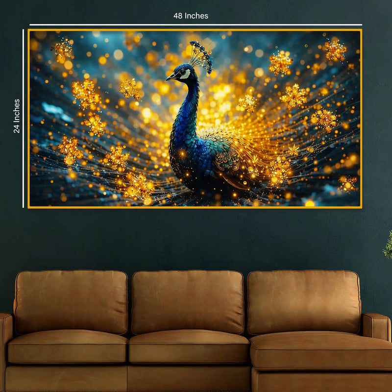 Premium Royal Peacock Crystal Glass Wall Painting