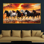 Premium Running Horses Crystal Glass Wall Painting