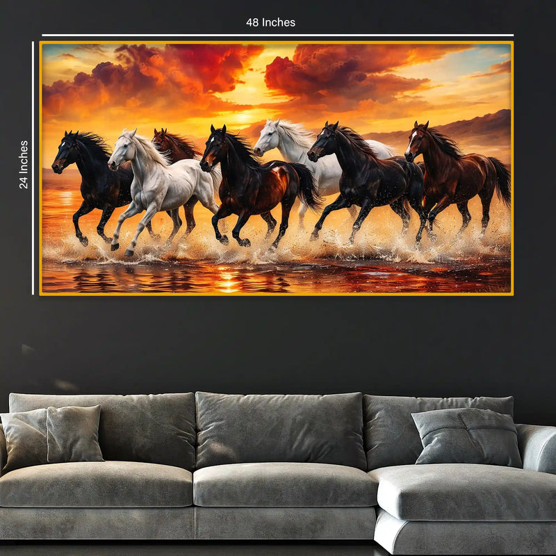 Premium Running Horses Crystal Glass Wall Painting