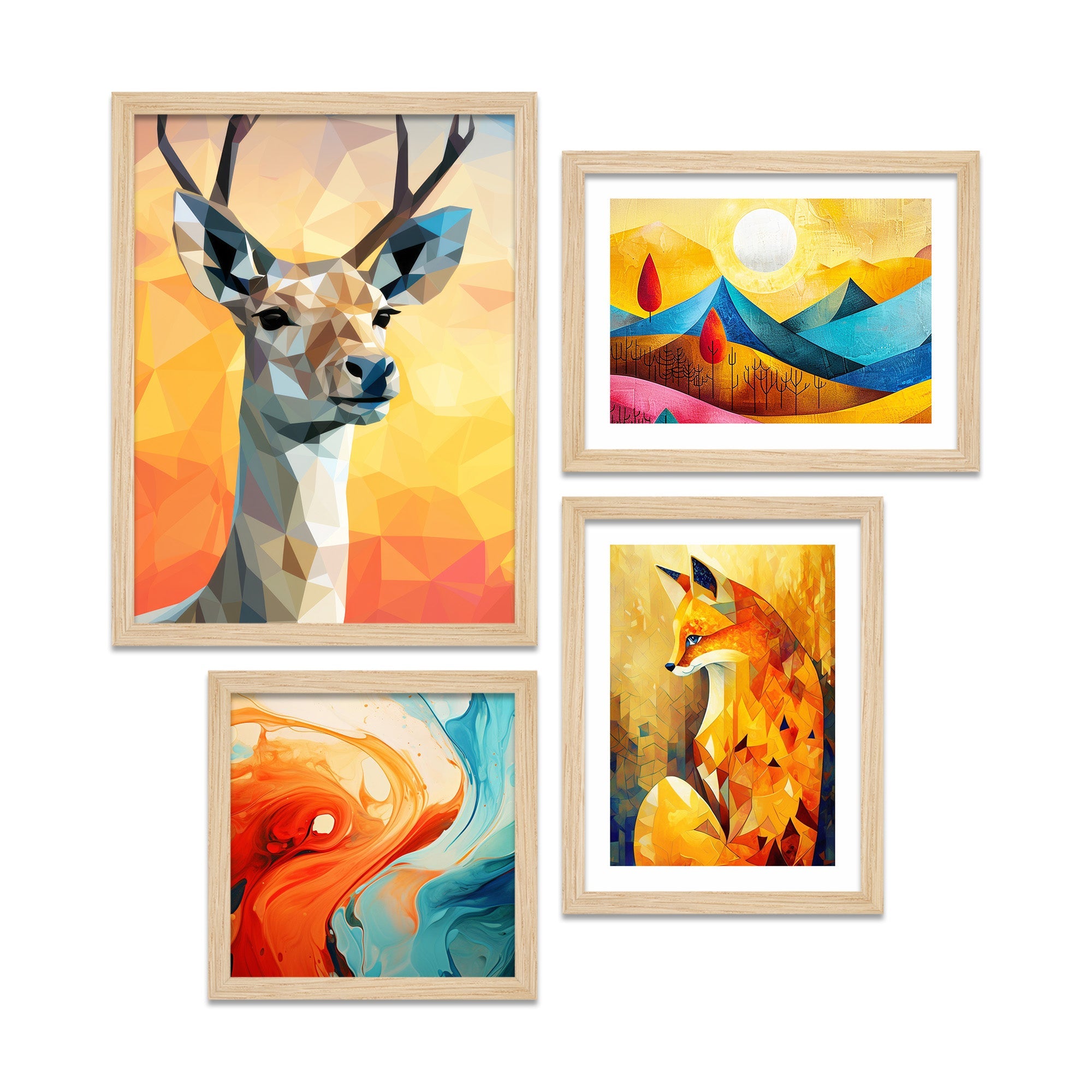 Premium Scenery Deer Art Wall Frame Set of Four – Vibecrafts
