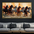 Premium Seven Horses Floating Frame Crystal Wall Art Painting