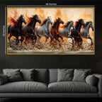 Premium Seven Horses Floating Frame Crystal Wall Art Painting