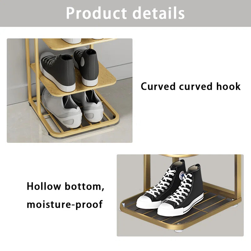 Premium Shoe Display Stand with Sturdy Golden Metal Frame