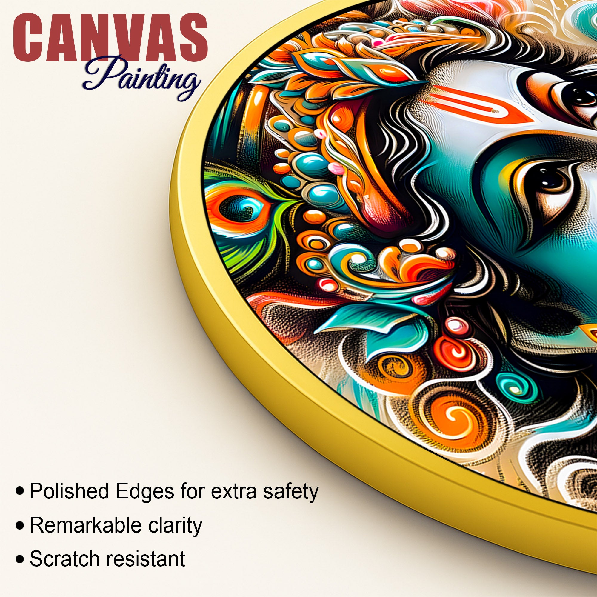 Premium Shri Krishna Round Painting for Wall Decor
