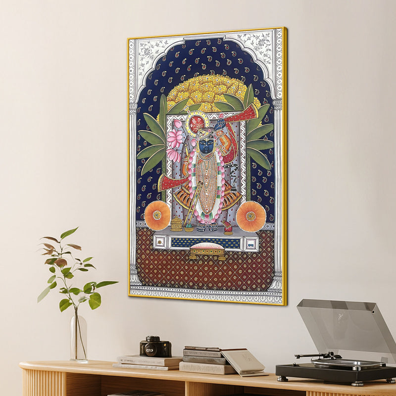 Premium Shrinathji Nathdwara Darshan Pichwai Canvas Wall Painting