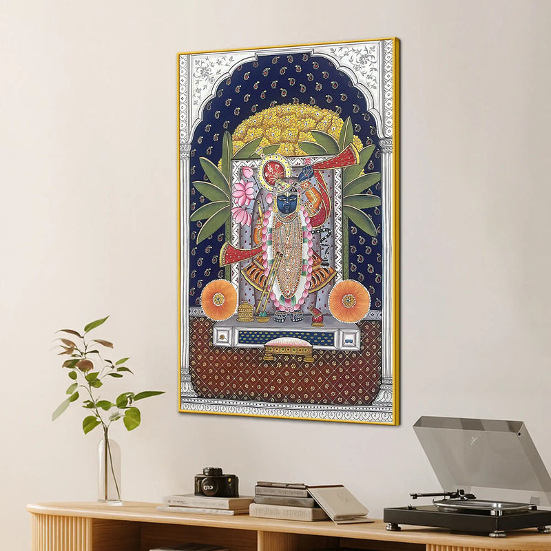 Premium Shrinathji Nathdwara Darshan Pichwai Canvas Wall Painting