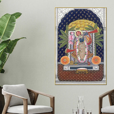 Premium Shrinathji Nathdwara Darshan Pichwai Canvas Wall Painting