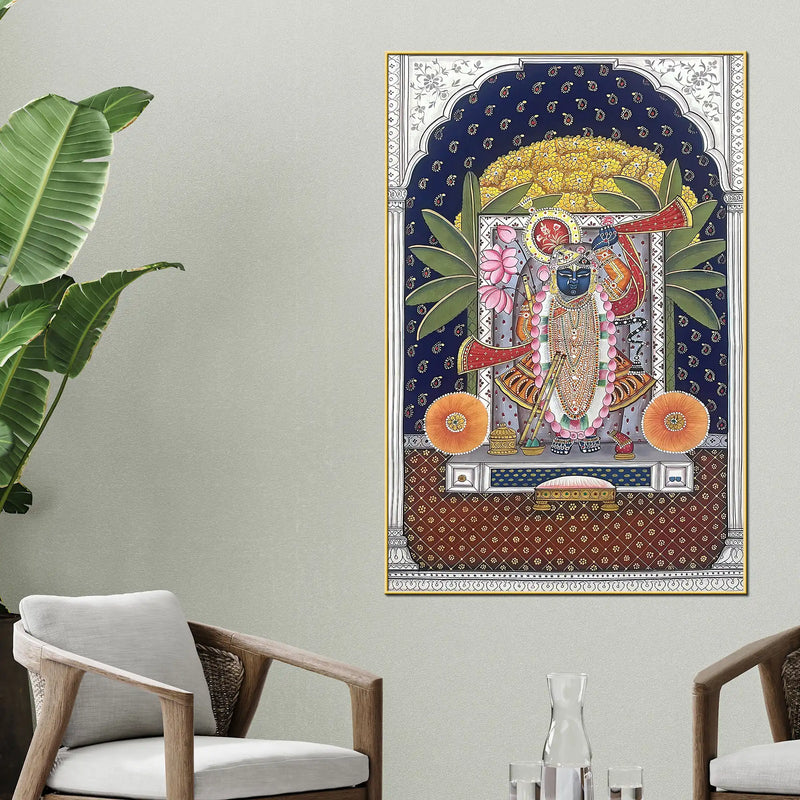 Premium Shrinathji Nathdwara Darshan Pichwai Canvas Wall Painting
