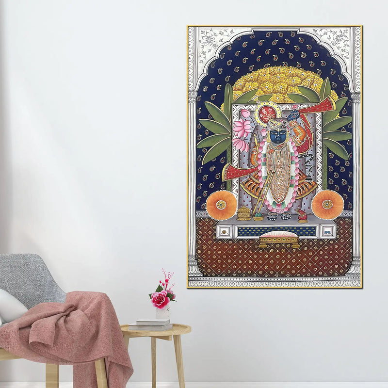 Premium Shrinathji Nathdwara Darshan Pichwai Canvas Wall Painting