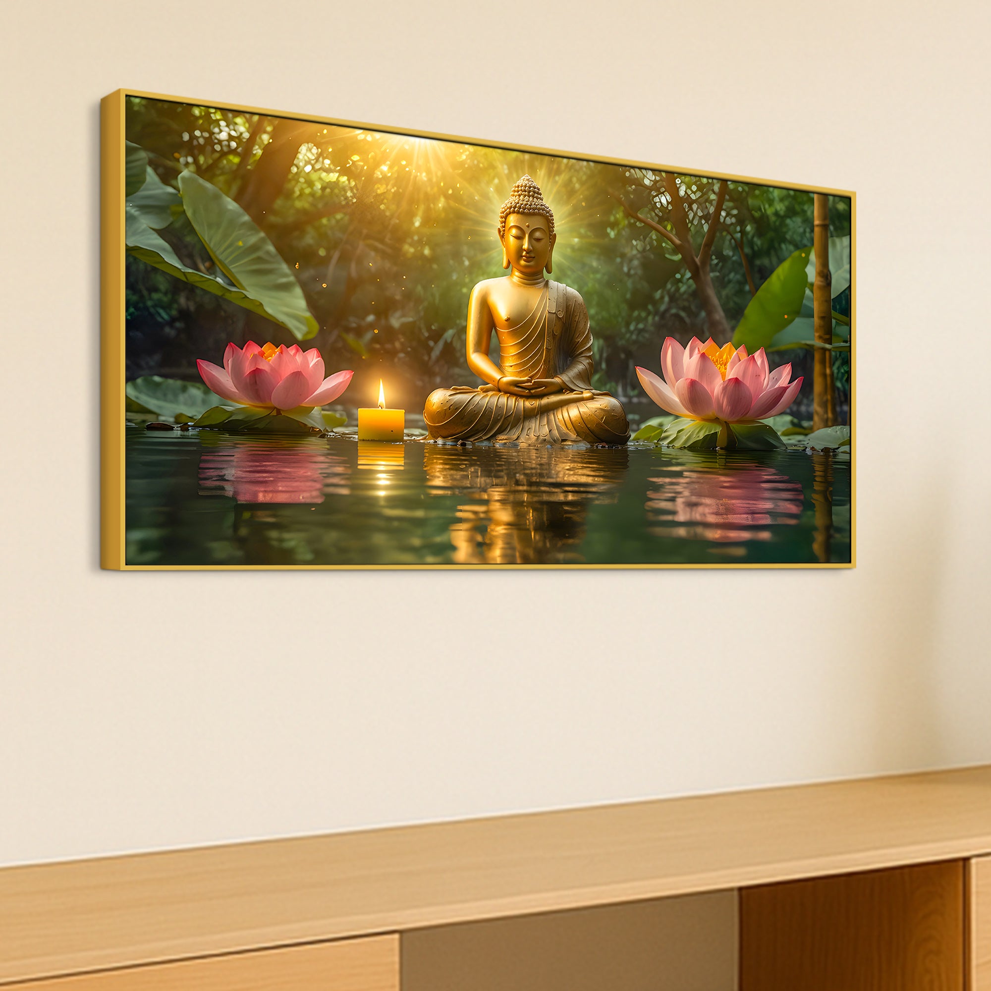 Premium Spiritual Gautam Buddha Wall Painting for Calm Spaces