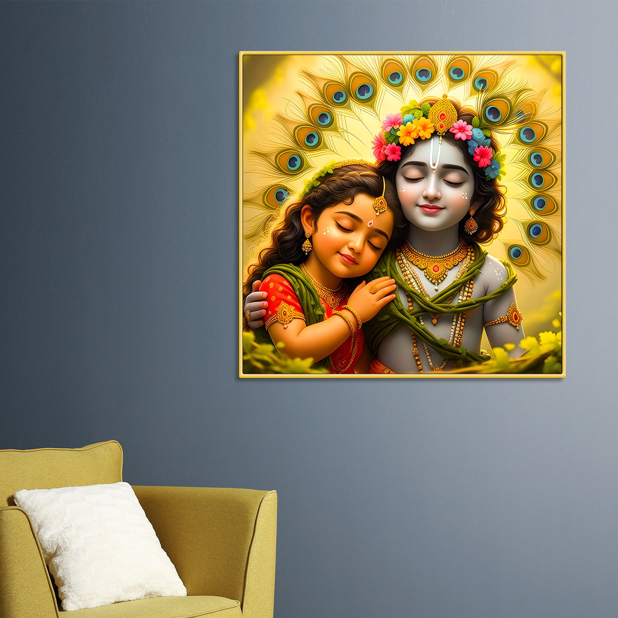  premium-spiritual-little-radha-krishna-devotional-love-canvas-wall-painting