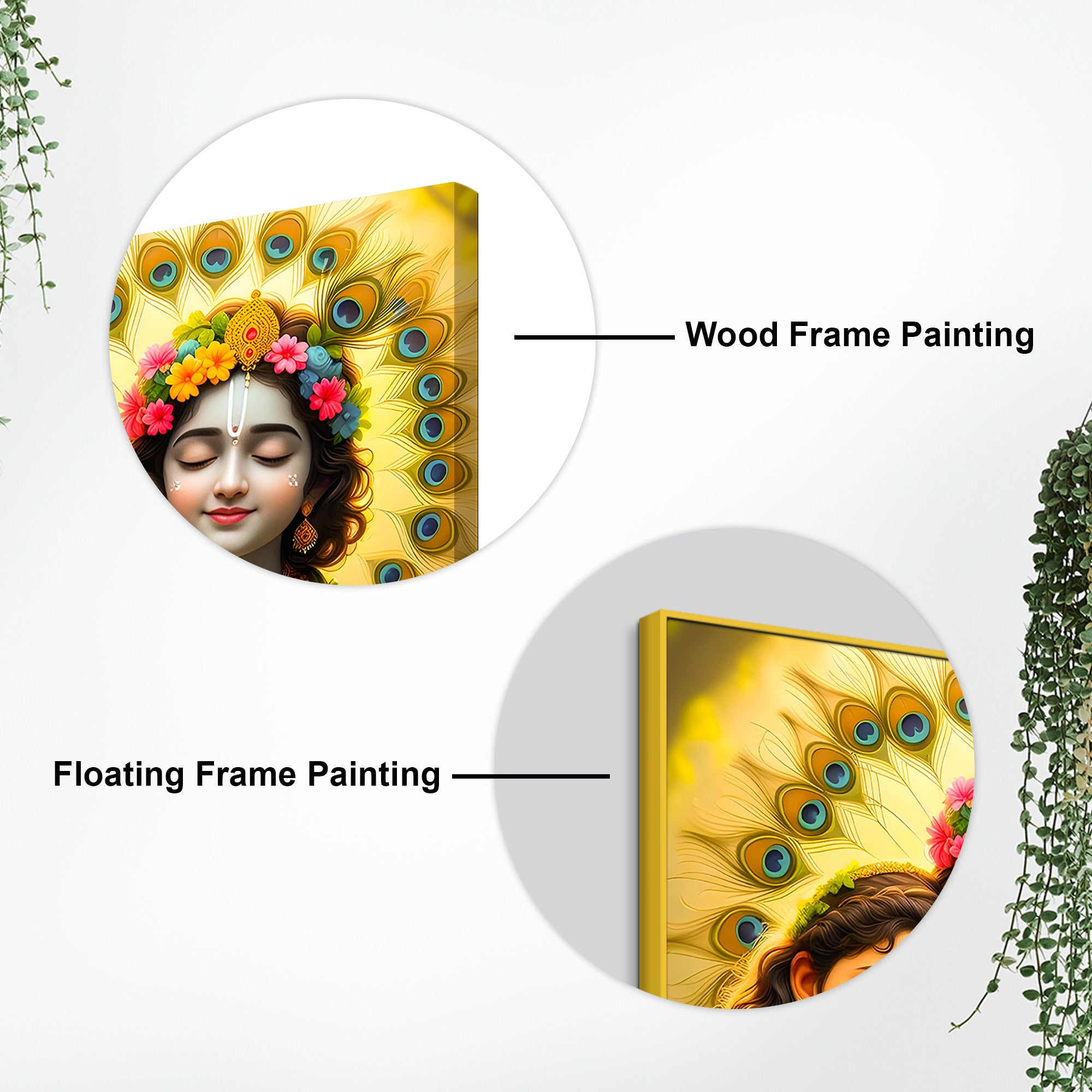 Premium Spiritual Little Radha Krishna Devotional Love Canvas Wall Painting