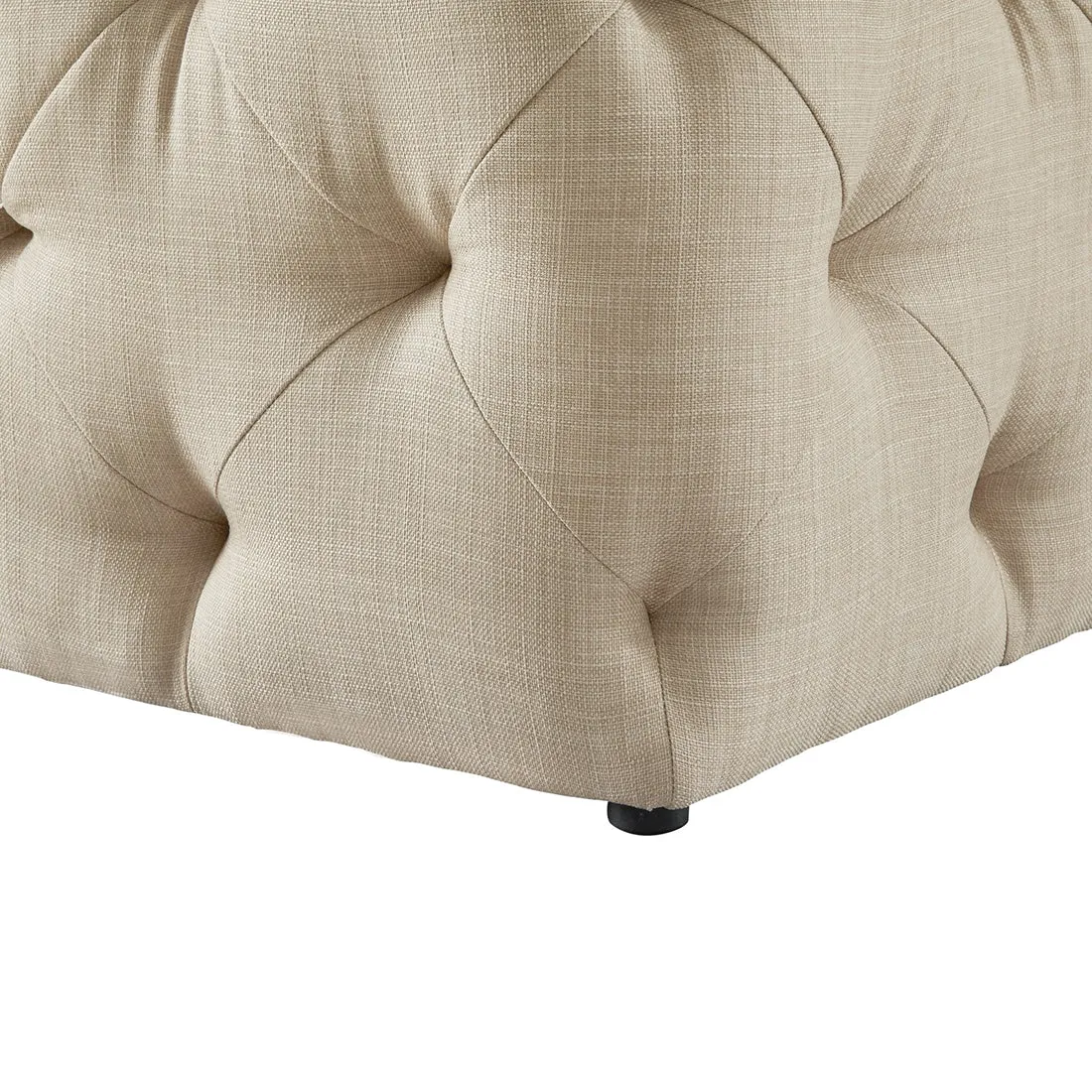 Premium Square Shaped Beige Color Velvet Tufted Solid Puffy Ottoman