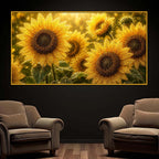 Premium Sunflower Bloom Floating Frame Crystal Wall Art Painting