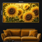 Premium Sunflower Bloom Floating Frame Crystal Wall Art Painting
