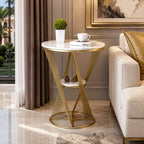 Premium Unique Natural Marble Designer Metal Side Table
