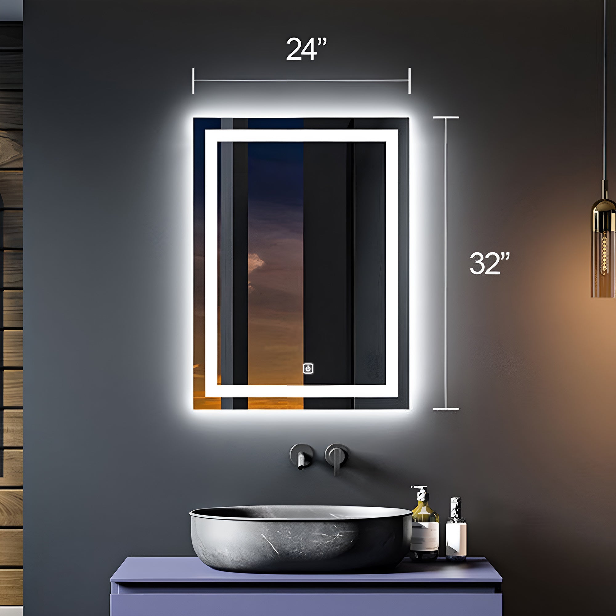 Premium Vanity Mirror Cabinet with Ambient LED Frame and Shelves