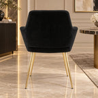 Premium Velvet Black Accent Chair with Golden Finish Legs