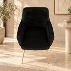 Premium Velvet Black Accent Chair with Golden Finish Legs