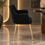 Premium Velvet Black Accent Chair with Golden Finish Legs