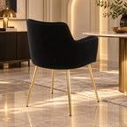Premium Velvet Black Accent Chair with Golden Finish Legs