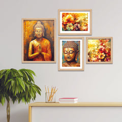 Premium Wall Frame Painting of Spiritual God Buddha Set of Four