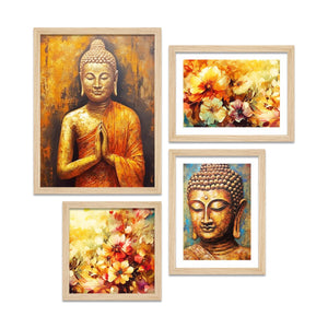 Premium Wall Frame Painting of Spiritual God Buddha Set of Four