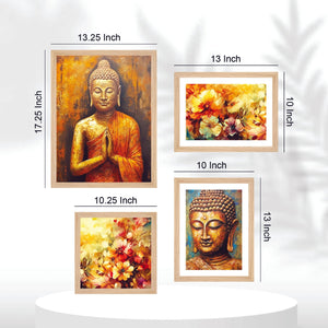 Premium Wall Frame Painting of Spiritual God Buddha Set of Four