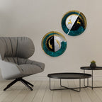 Premium Wall Hanging Plates of Golden Fish and Deers Set of Two