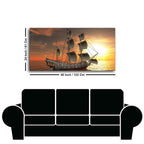 Premium Wall Painting of 3D Sailing Ship in Sunset