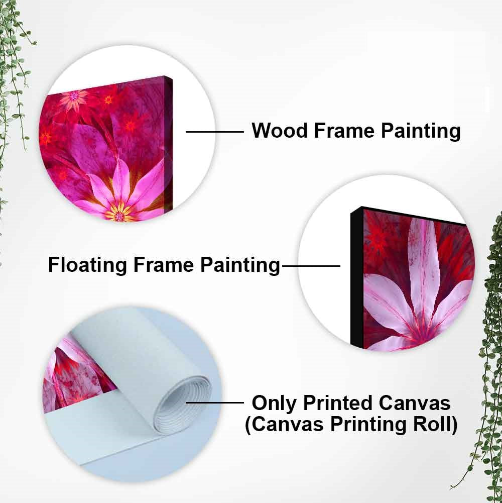 Premium Wall Painting of Exotic looking Flowers with Natural 3D Leaves