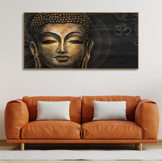 Premium Wall Painting of Gautam Buddha, Stylized Bodhi tree with OM