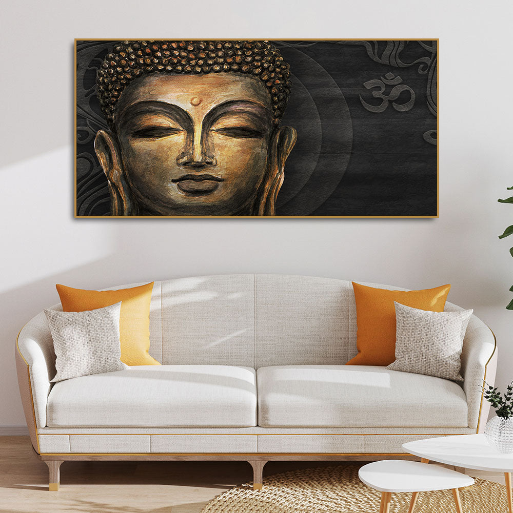 Premium Wall Painting of Gautam Buddha, Stylized Bodhi tree with OM